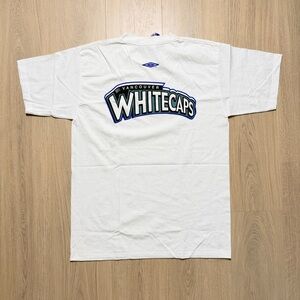 Vintage Umbro Vancouver Whitecaps Short Sleeve T-Shirt Mens Medium White Blue